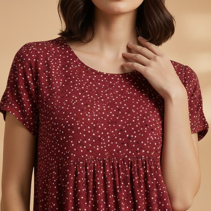 Inês | Vestido Midi Estampado de Verão Mulher Manga Curta
