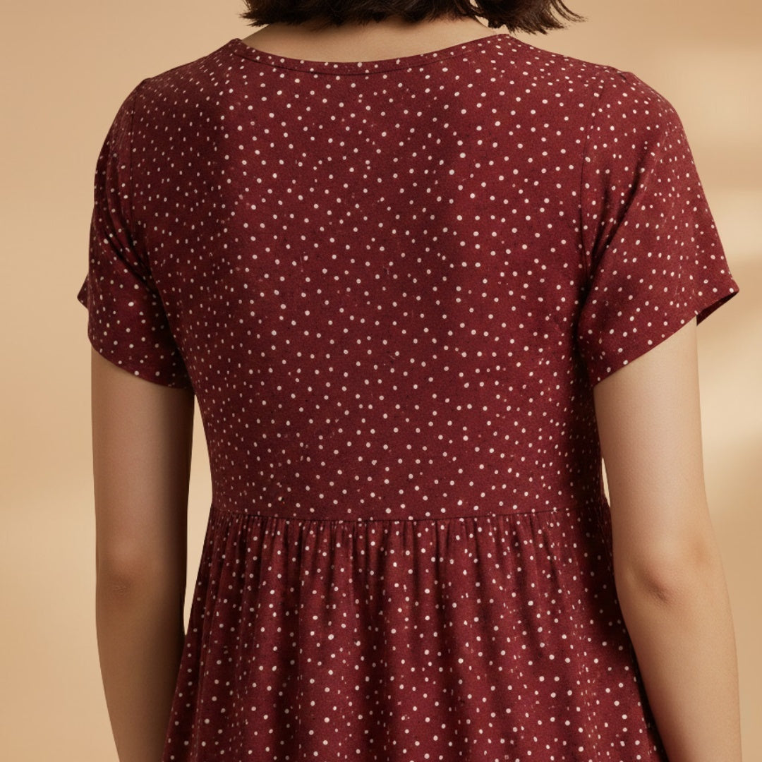 Inês | Vestido Midi Estampado de Verão Mulher Manga Curta