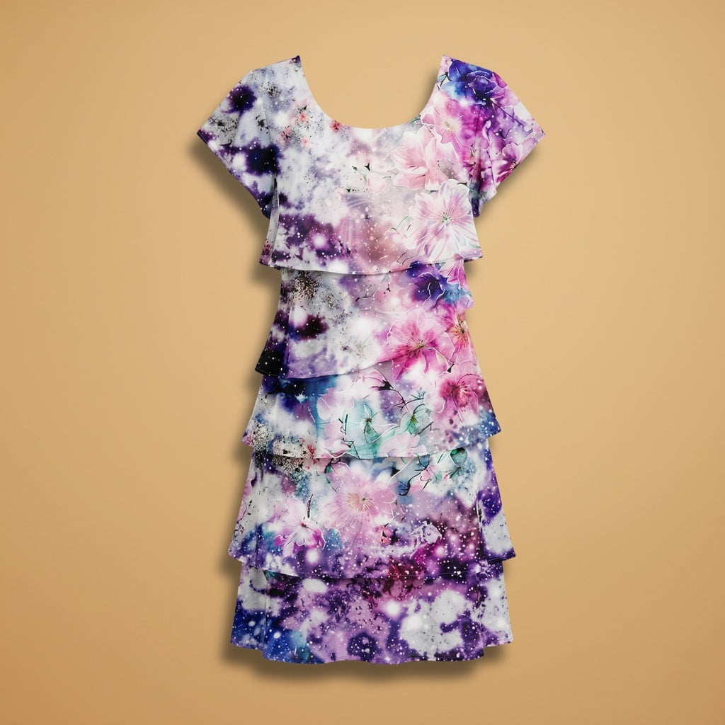 Patrícia | Vestido Midi Estampado Floral Camadas Mulher