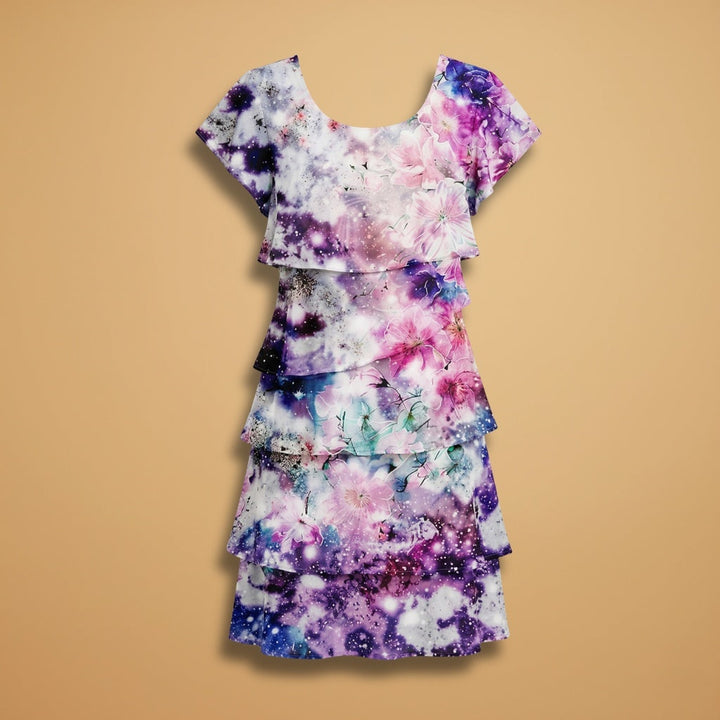 Patrícia | Vestido Midi Estampado Floral Camadas Mulher
