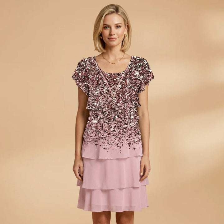 Patrícia | Vestido Midi Estampado Floral Camadas Mulher