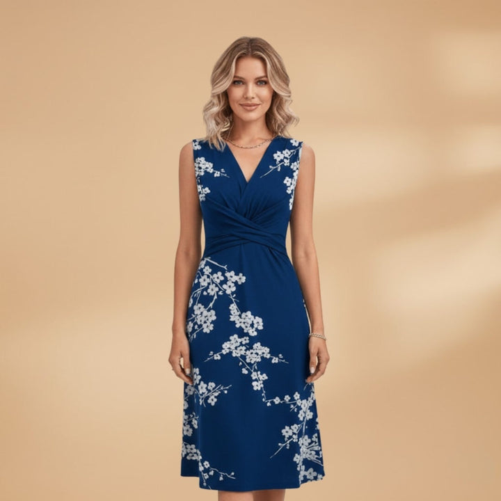 Margarida | Vestido Midi Estampado Floral Mulher Decote V