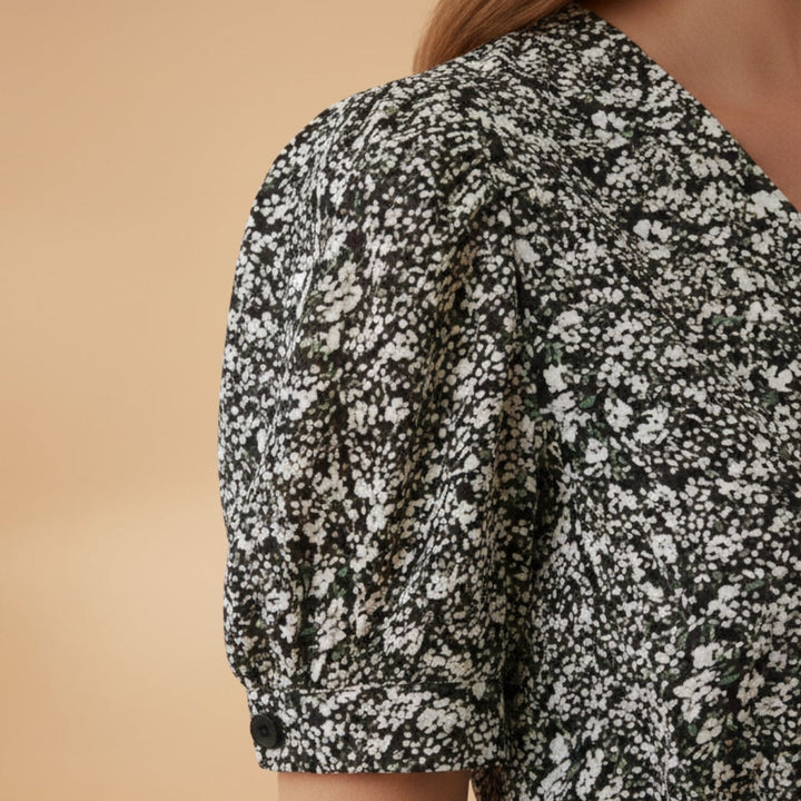 Liliana | Vestido Midi Estampado Floral Mulher Decote V