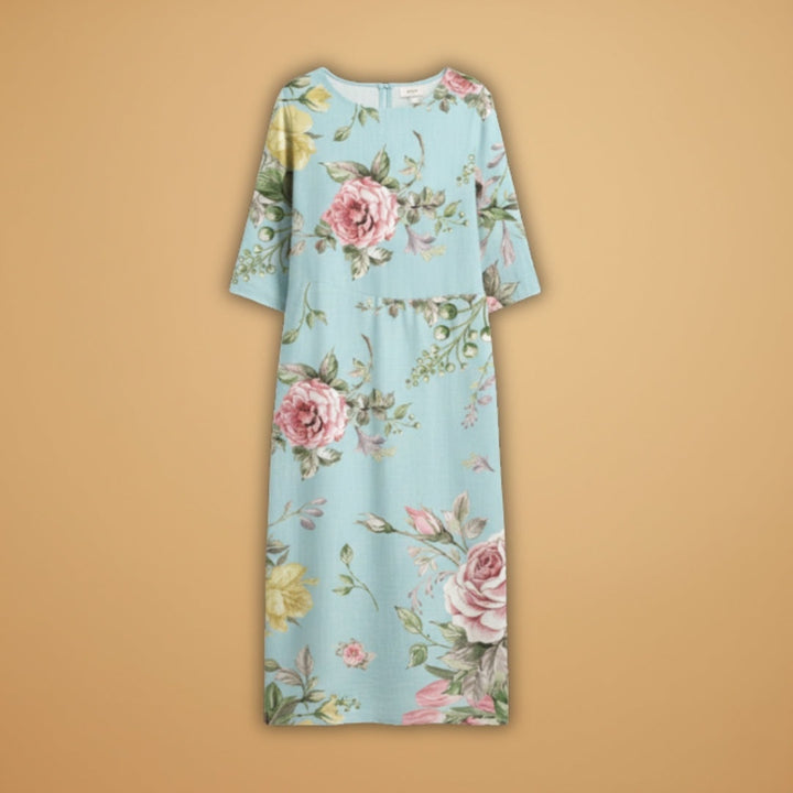 Manuela | Vestido Midi Estampado Floral Mulher Manga 3/4