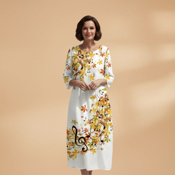 Manuela | Vestido Midi Estampado Floral Mulher Manga 3/4