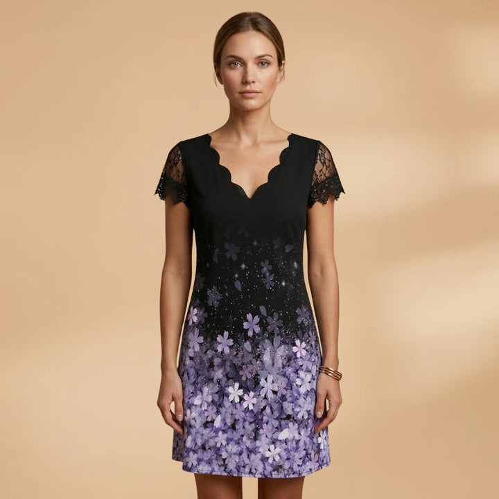 Cláudia | Vestido Midi Estampado Floral Mulher Renda