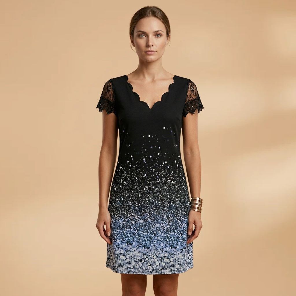 Cláudia | Vestido Midi Estampado Floral Mulher Renda