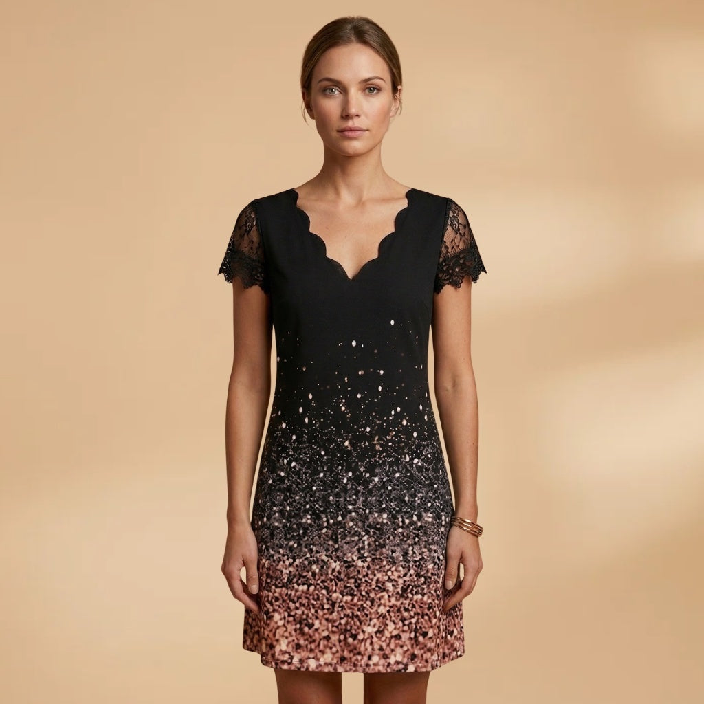 Cláudia | Vestido Midi Estampado Floral Mulher Renda