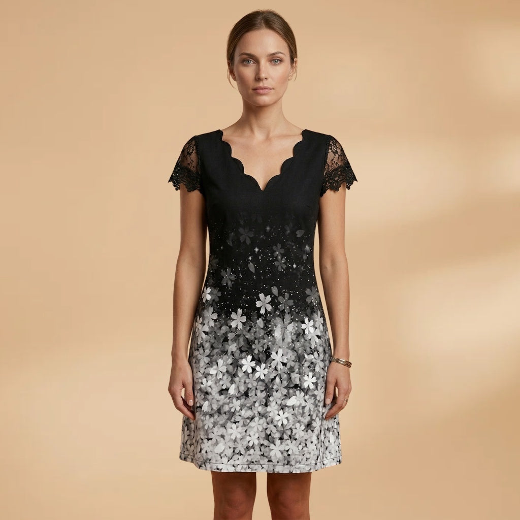 Cláudia | Vestido Midi Estampado Floral Mulher Renda