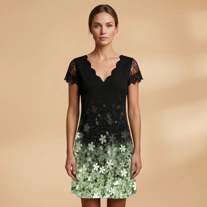 Cláudia | Vestido Midi Estampado Floral Mulher Renda
