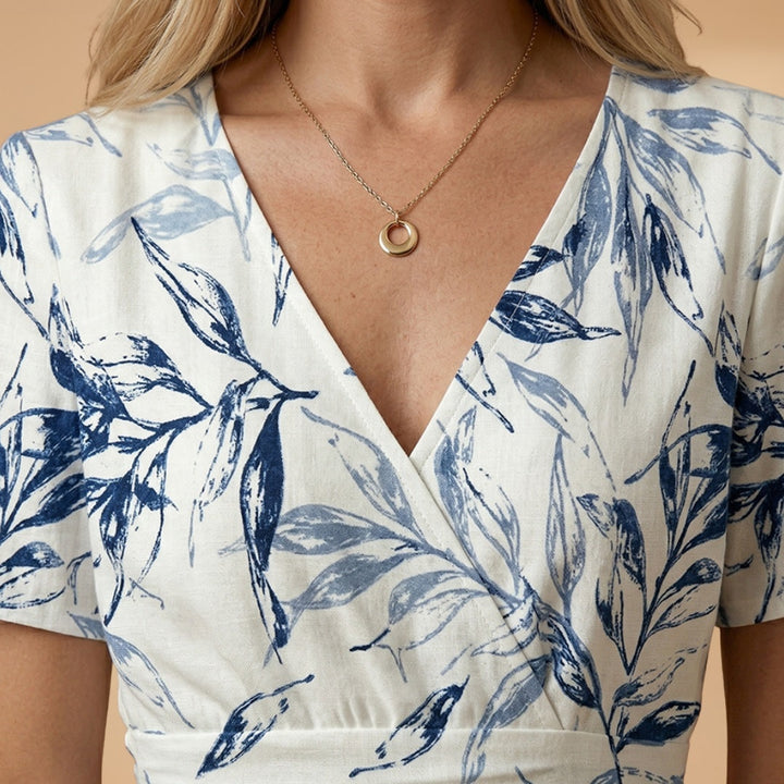 Adriana | Vestido Midi Estampado Mulher Decote Envoltório