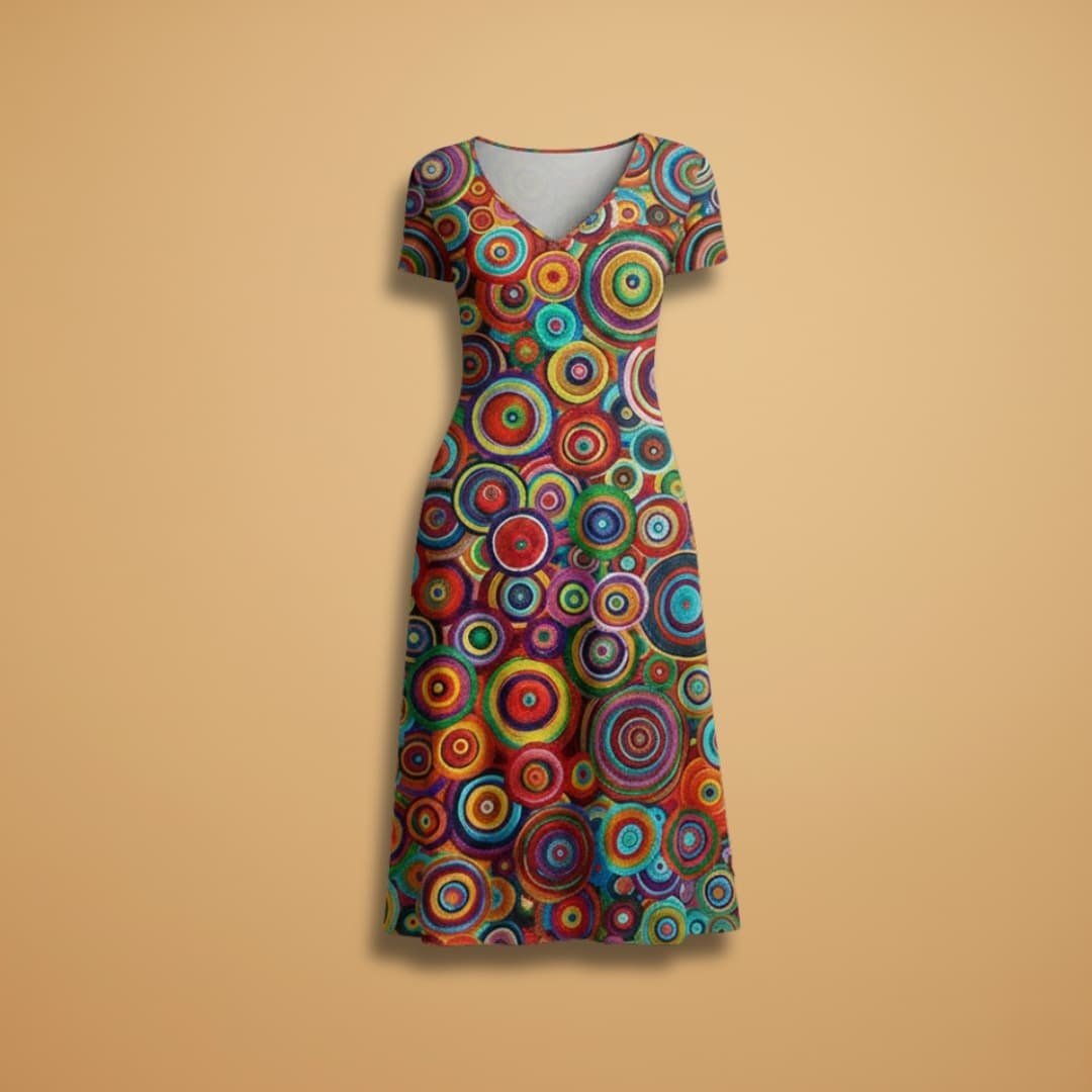 Liliana | Vestido Midi Estampado Mulher Decote V