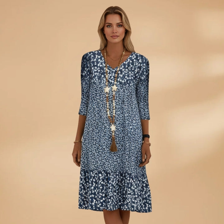 Violeta | Vestido Midi Estampado Mulher Decote V