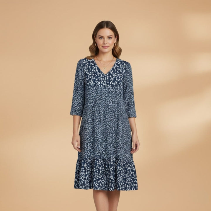 Dulce | Vestido Midi Estampado Mulher Decote V