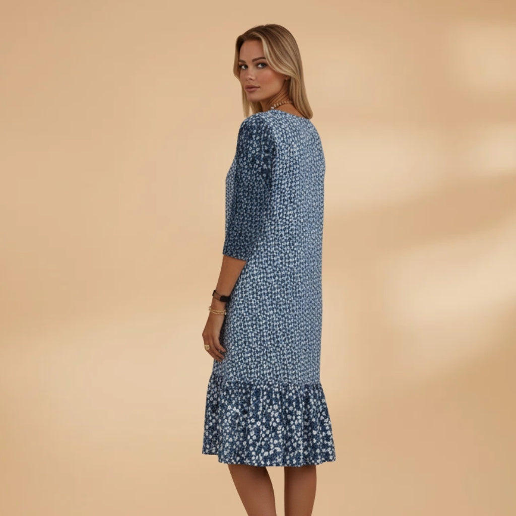 Violeta | Vestido Midi Estampado Mulher Decote V