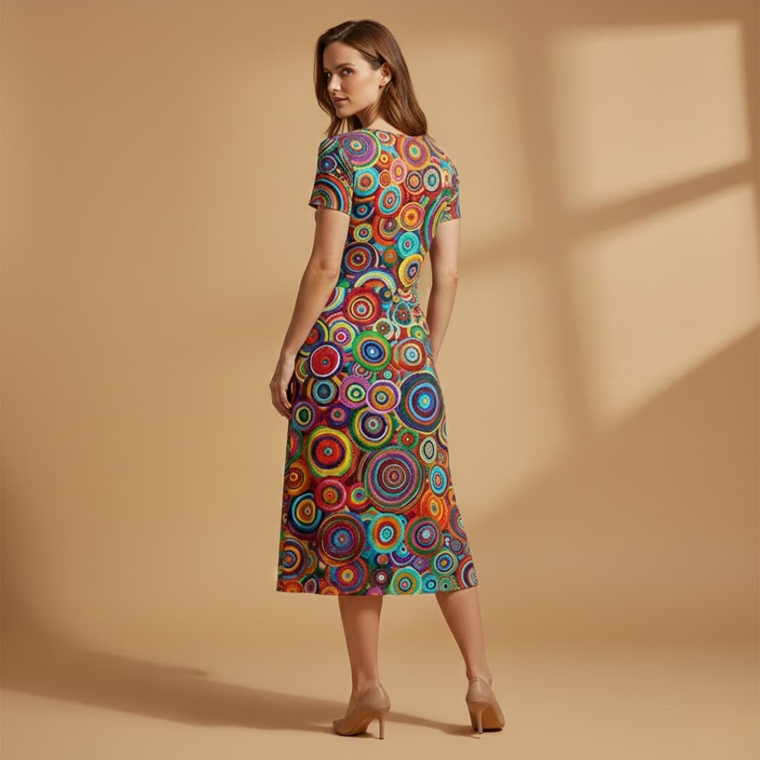 Liliana | Vestido Midi Estampado Mulher Decote V