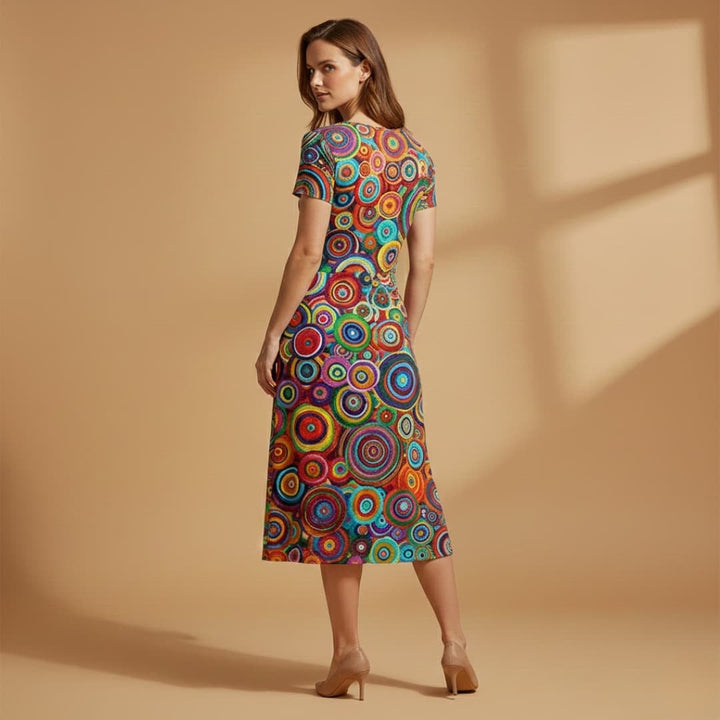 Liliana | Vestido Midi Estampado Mulher Decote V