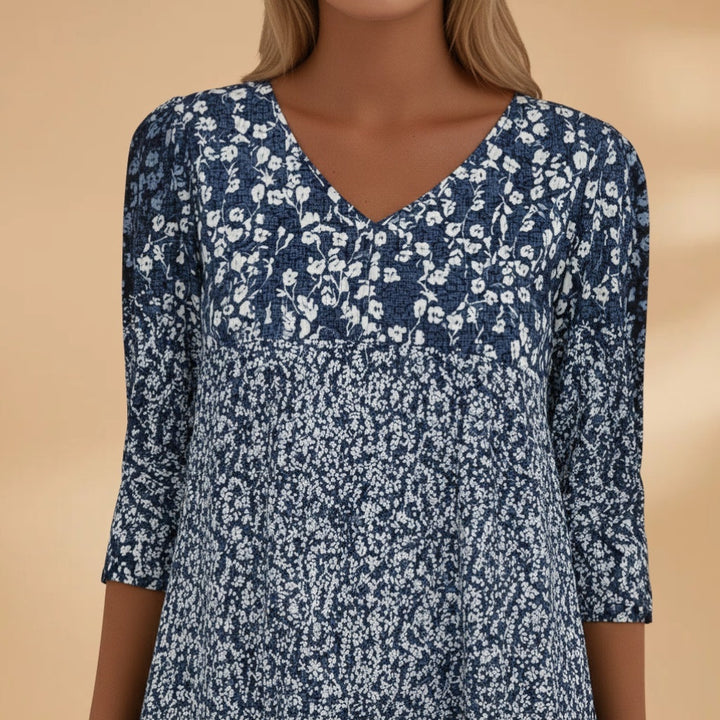 Violeta | Vestido Midi Estampado Mulher Decote V