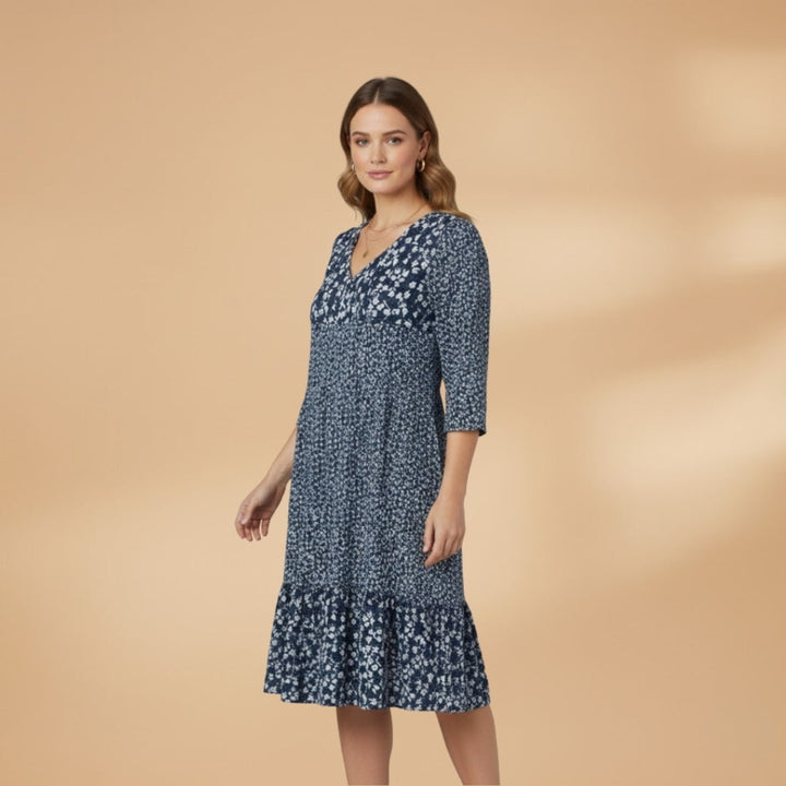 Dulce | Vestido Midi Estampado Mulher Decote V