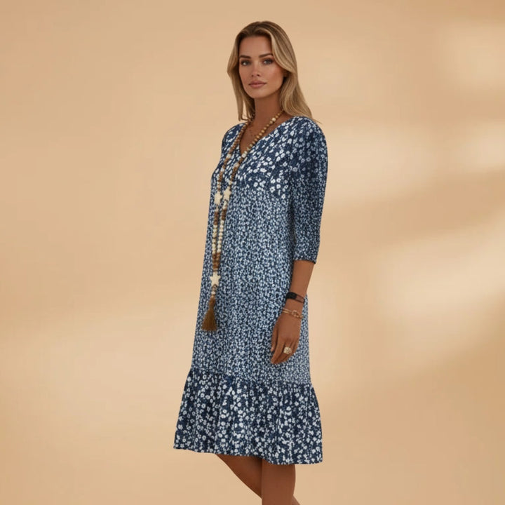 Violeta | Vestido Midi Estampado Mulher Decote V