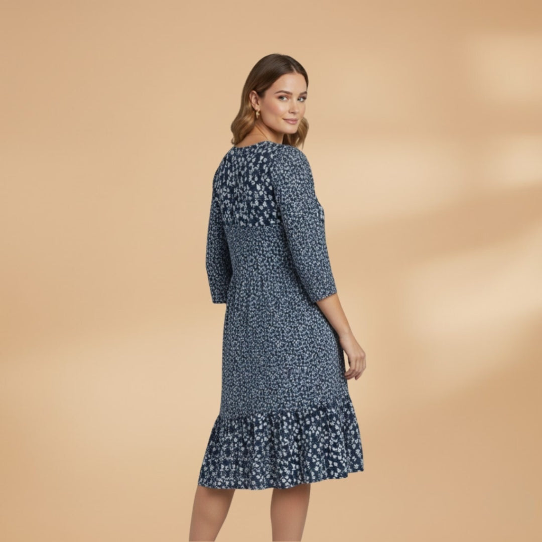 Dulce | Vestido Midi Estampado Mulher Decote V