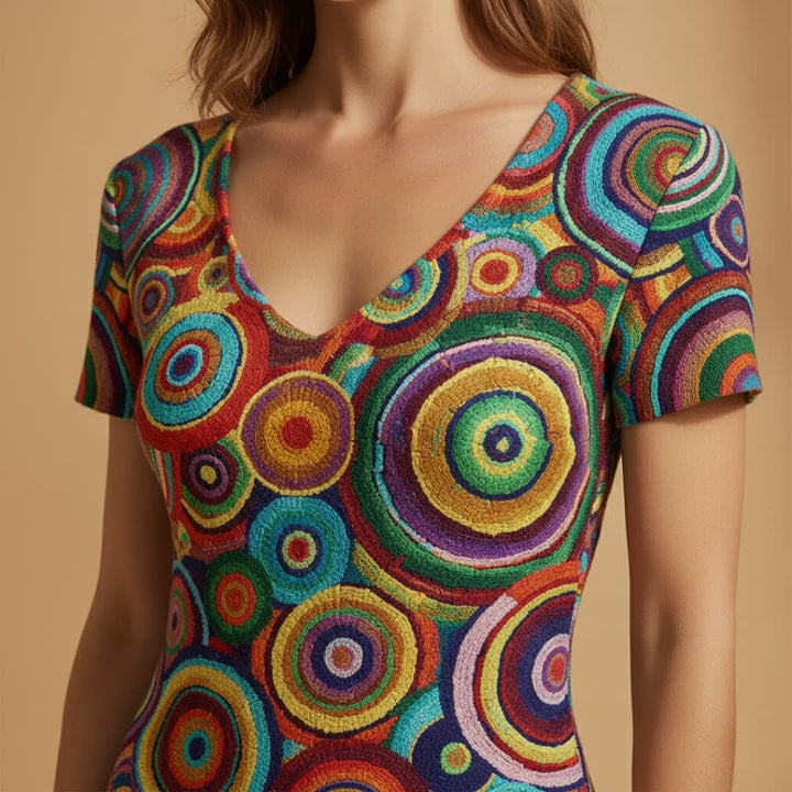 Liliana | Vestido Midi Estampado Mulher Decote V