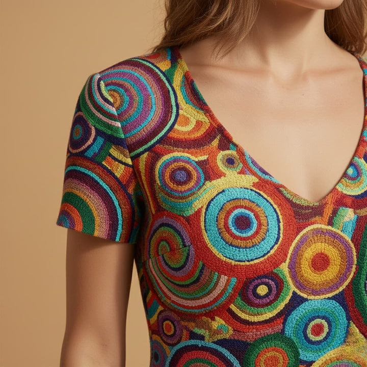 Liliana | Vestido Midi Estampado Mulher Decote V