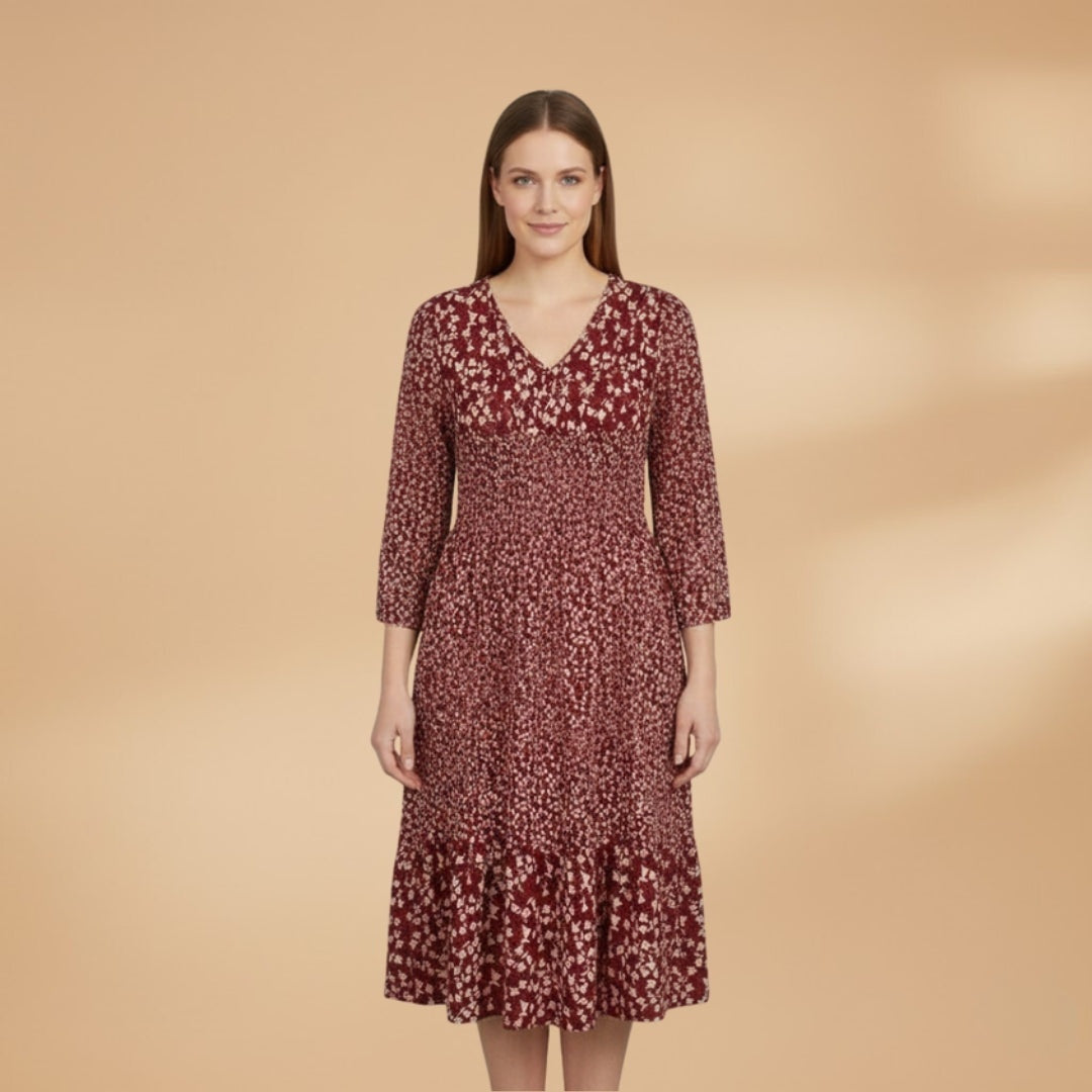 Dulce | Vestido Midi Estampado Mulher Decote V
