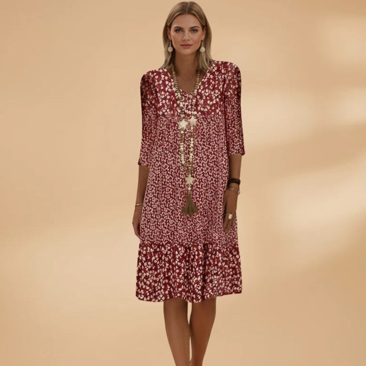 Violeta | Vestido Midi Estampado Mulher Decote V