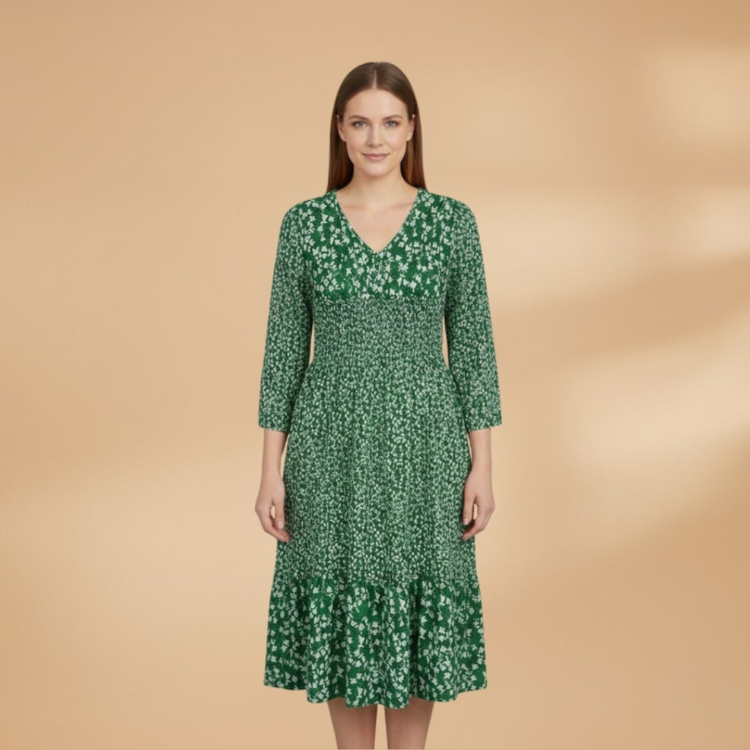 Dulce | Vestido Midi Estampado Mulher Decote V