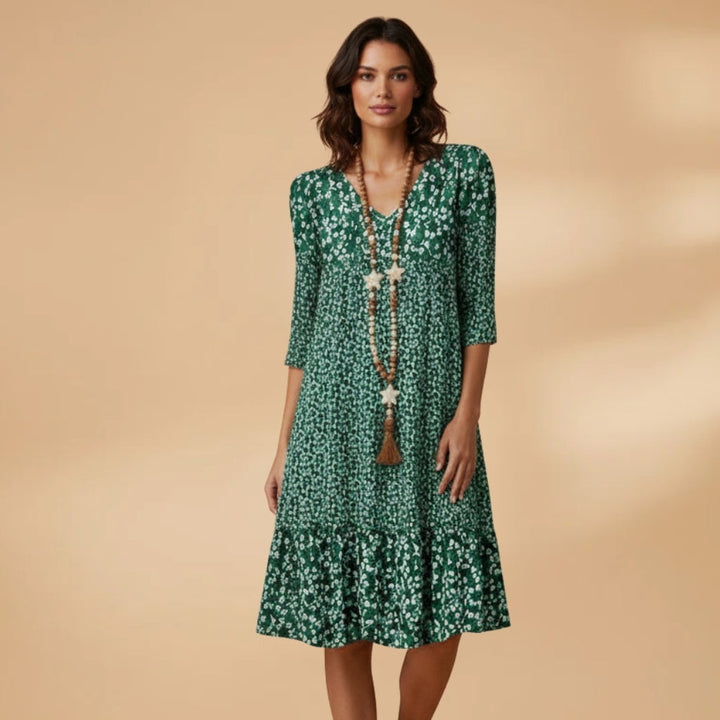 Violeta | Vestido Midi Estampado Mulher Decote V