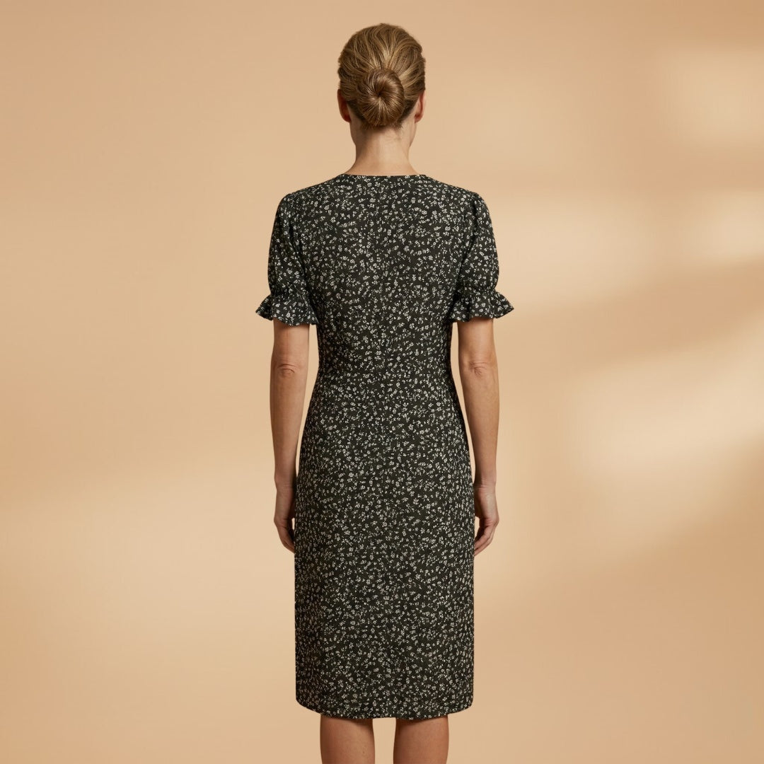 Filipa | Vestido Midi Estampado Mulher Decote V Botões