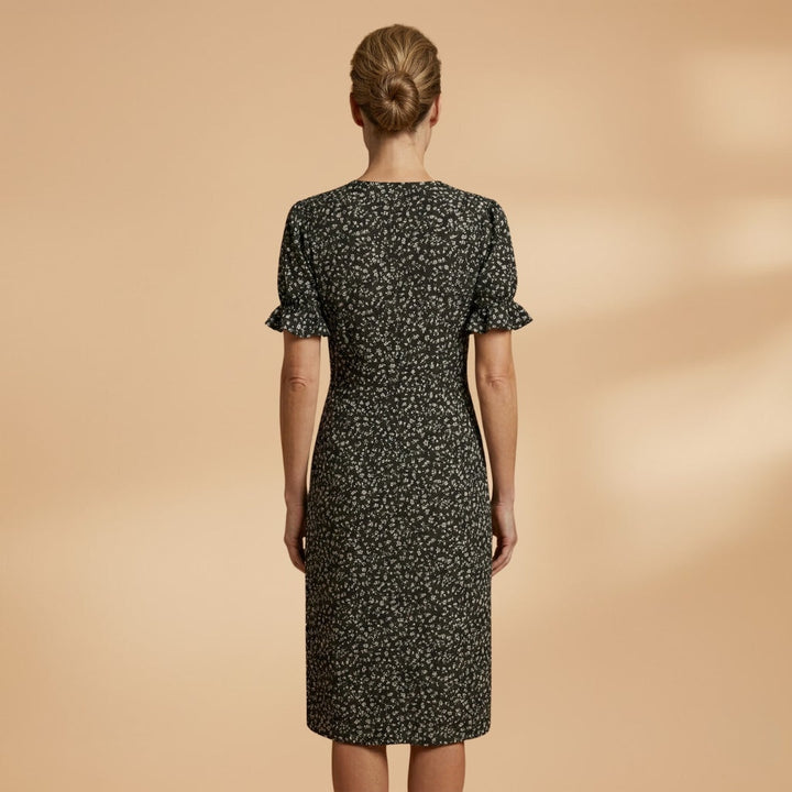 Filipa | Vestido Midi Estampado Mulher Decote V Botões