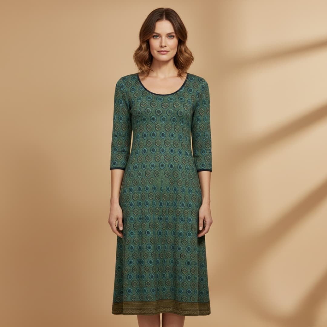Eva | Vestido Midi Estampado Mulher Manga 3/4