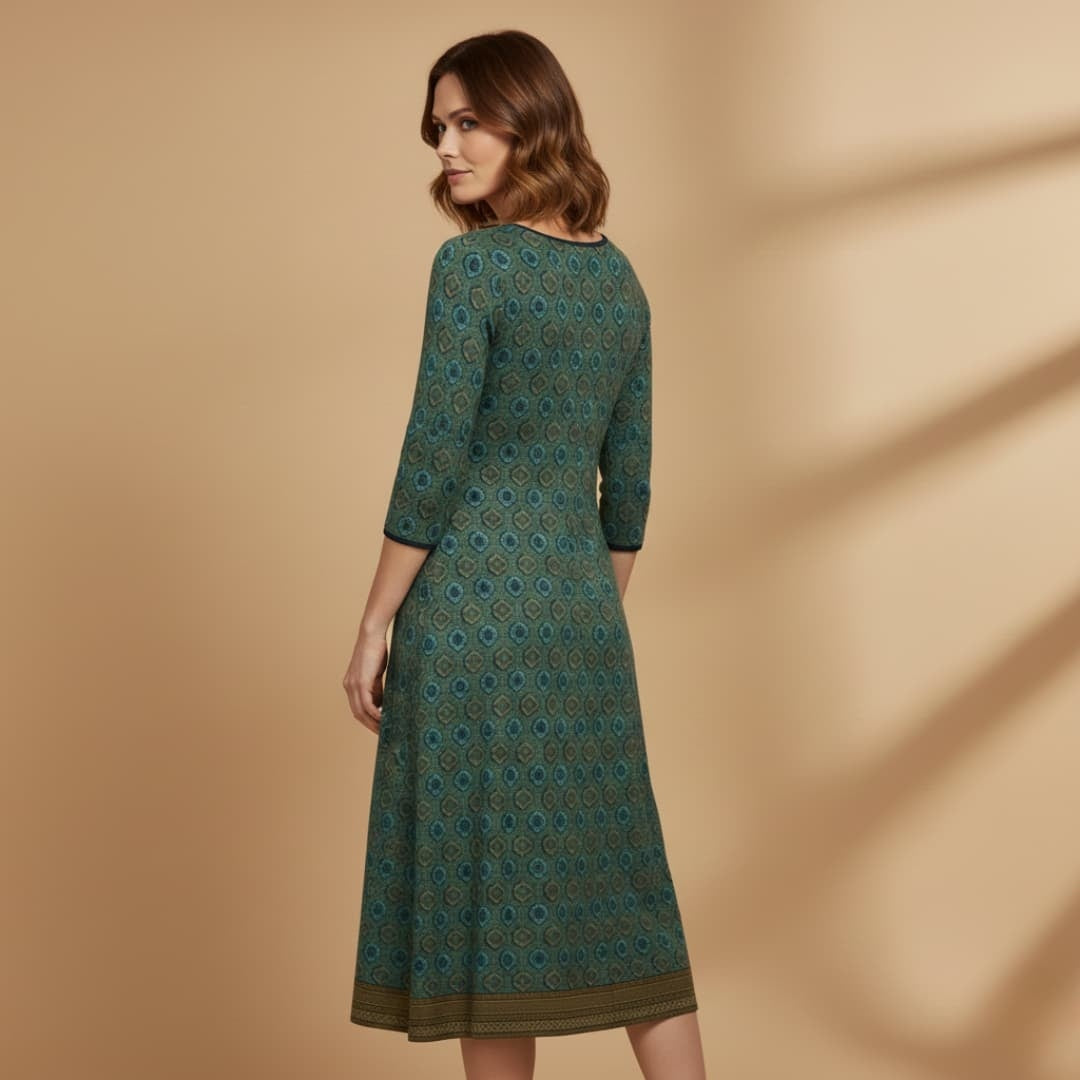 Eva | Vestido Midi Estampado Mulher Manga 3/4