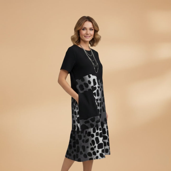 Marta | Vestido Midi Estampado Mulher Manga Curta