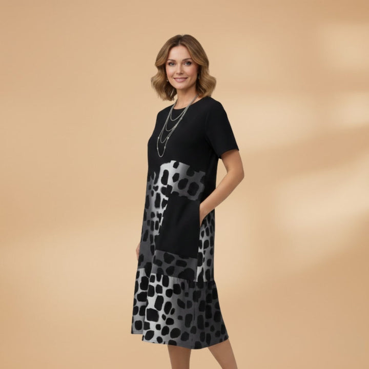 Marta | Vestido Midi Estampado Mulher Manga Curta
