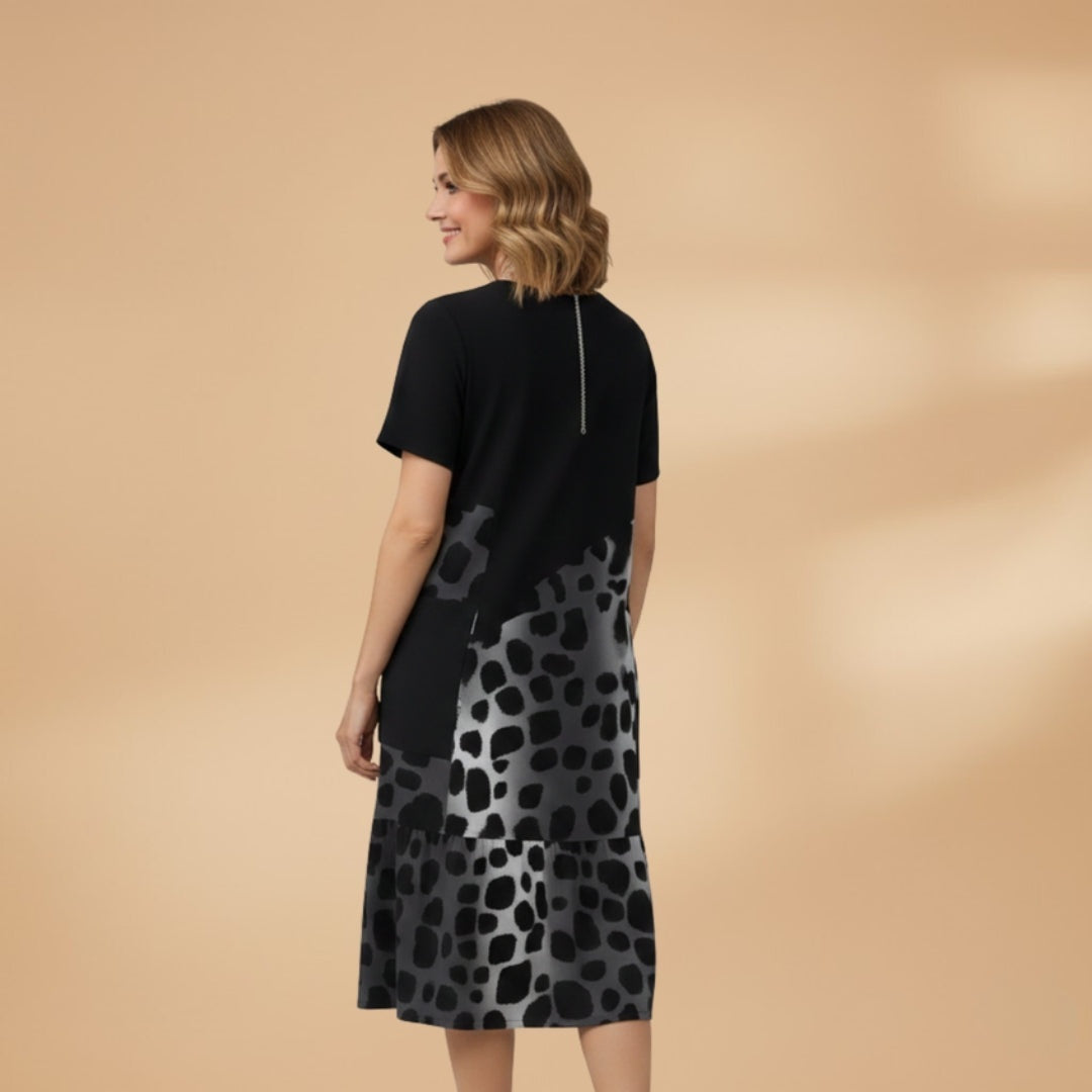 Marta | Vestido Midi Estampado Mulher Manga Curta