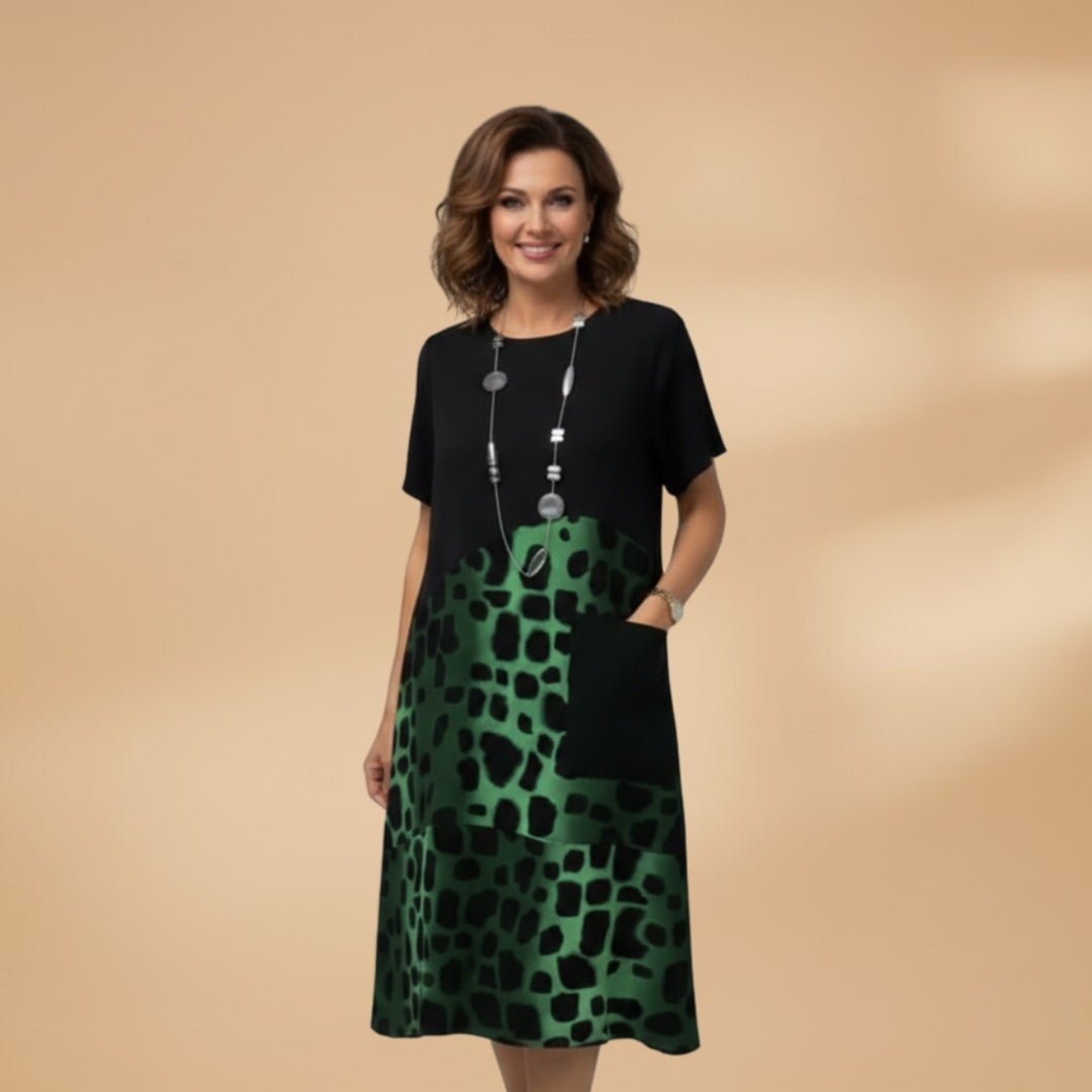 Marta | Vestido Midi Estampado Mulher Manga Curta