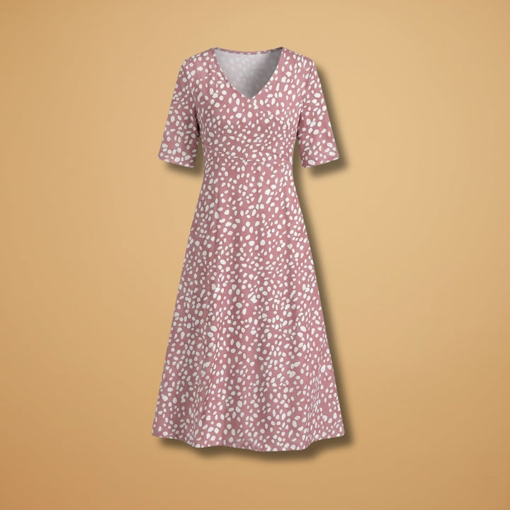 Carla | Vestido Midi Estampado Poás Mulher Decote V