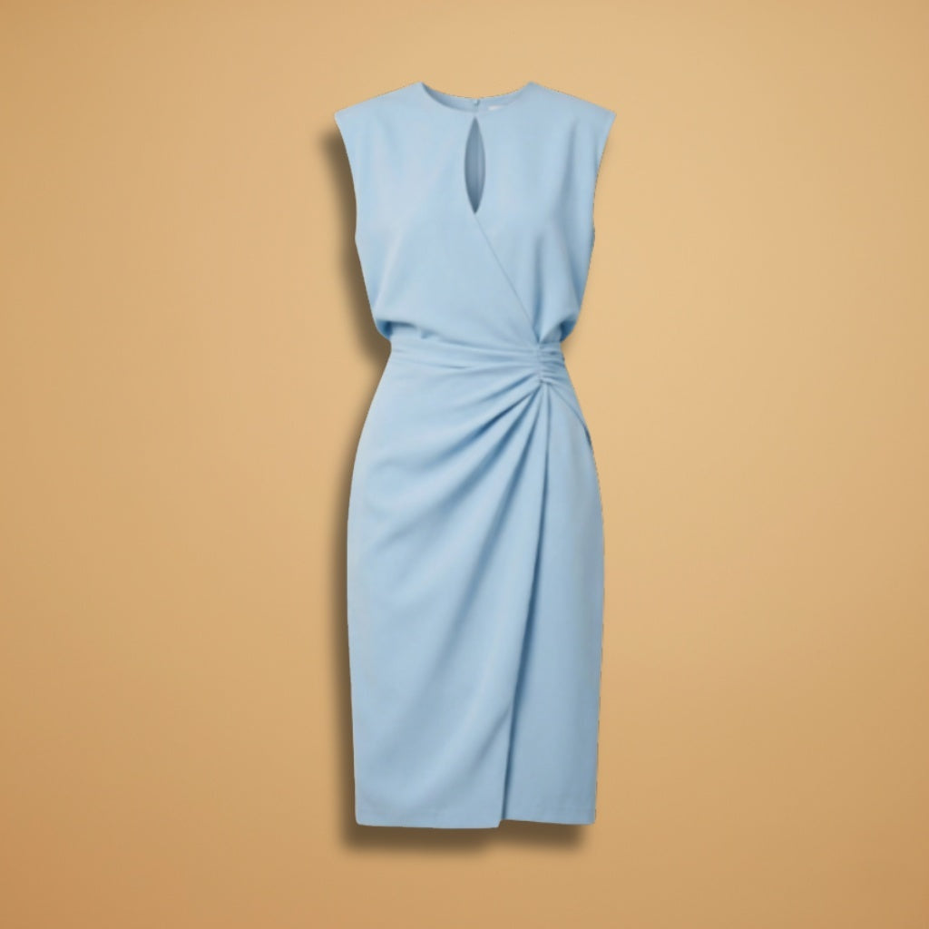 Liliana | Vestido Midi Franzido Mulher Decote Redondo