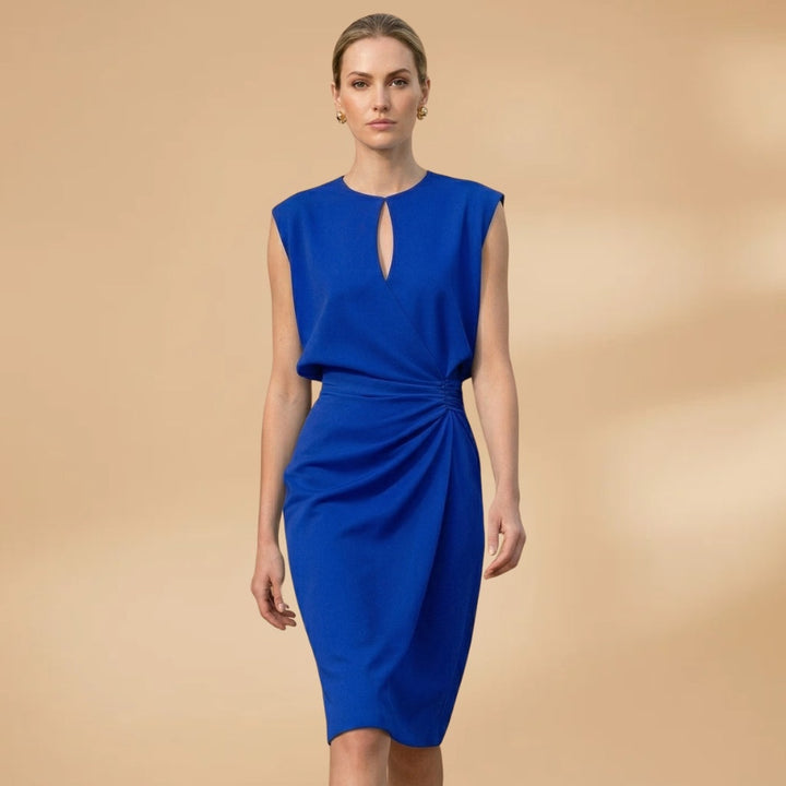 Liliana | Vestido Midi Franzido Mulher Decote Redondo