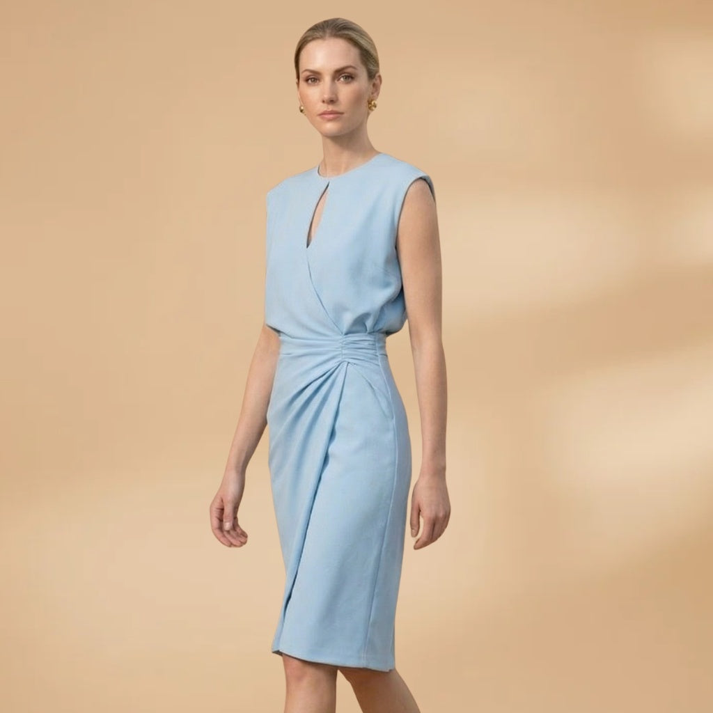 Liliana | Vestido Midi Franzido Mulher Decote Redondo