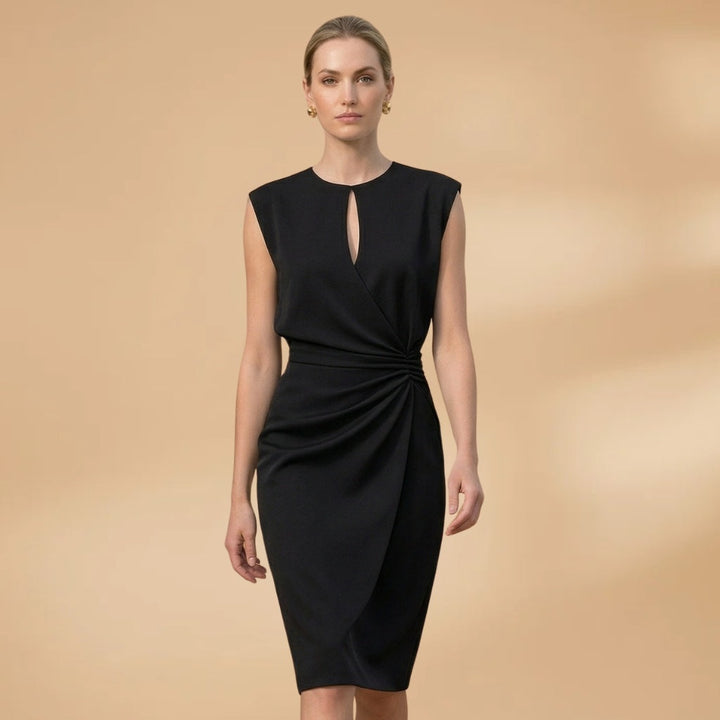 Liliana | Vestido Midi Franzido Mulher Decote Redondo