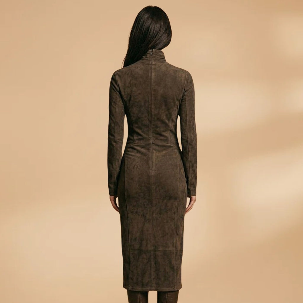 Margarida | Vestido Midi Gola Alta Mulher Manga Comprida