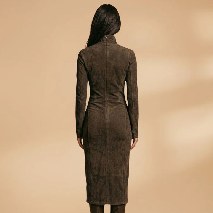 Margarida | Vestido Midi Gola Alta Mulher Manga Comprida