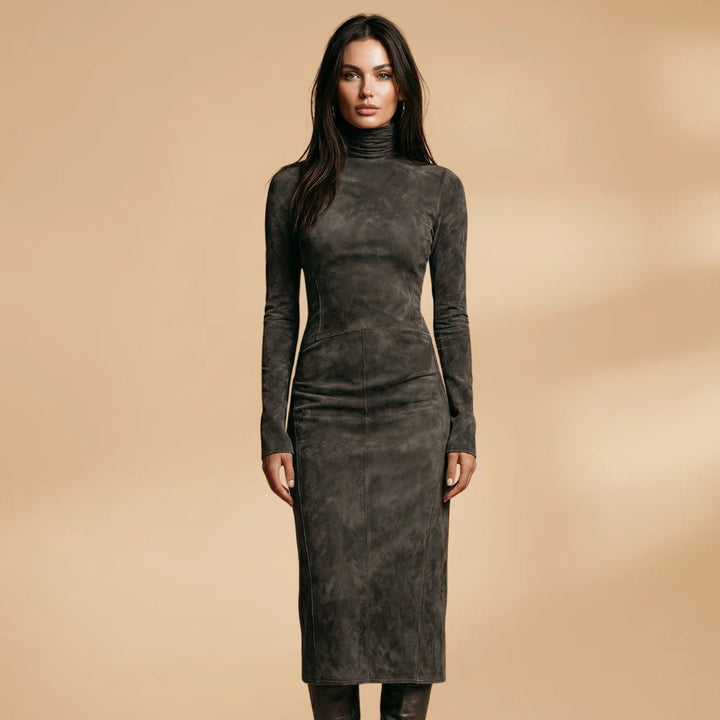 Margarida | Vestido Midi Gola Alta Mulher Manga Comprida