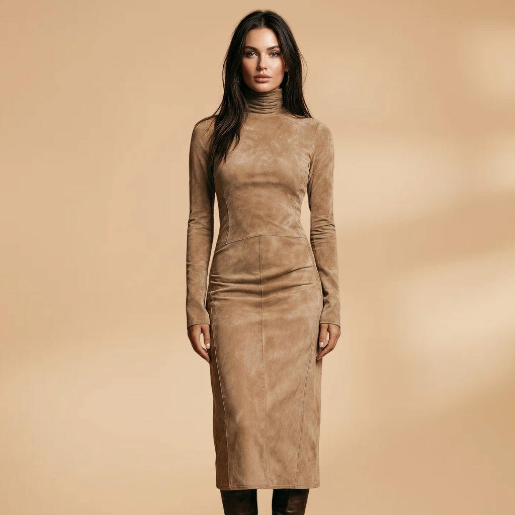 Margarida | Vestido Midi Gola Alta Mulher Manga Comprida