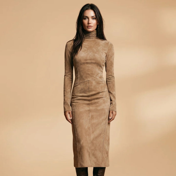 Margarida | Vestido Midi Gola Alta Mulher Manga Comprida