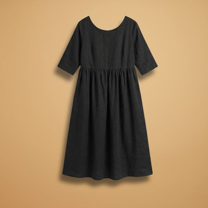 Margarida | Vestido Midi Manga Curta Mulher Cintura Marcada